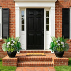 Hrobek Outdoor Faux Plants UV Resistant - 8 Bouquets Realistic Artificial Eucalyptus Fern Morning Glory Greenery for Patio Garden Front Porch Decor Weatherproof Fake Plants for Outside