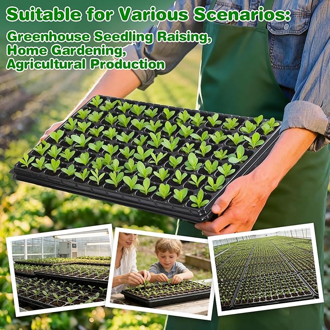72-Cell Seed Trays with Drainage Trays-10 Sets 20 Packs-1020 Durable Plastic Plant Tray for Seed Germination（21x11x1.81 in）