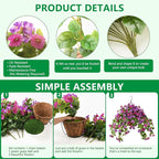 Homsunny Artificial Hanging Fake Flowers with Basket Plants for Outdoor Decoration, Faux Silk Flower UV Resistant Morning Glory for Home Porch Patio Garden Balcony Yard Look Real (Light Purple)