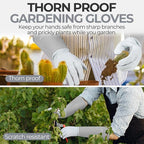 HANDLANDY Long Gardening Gloves for Men & Women, Thorn Proof Rose Pruning Gloves Leather Gauntlets Garden Glove Yard Work Glove (Silver Gray, Medium)