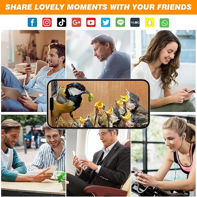 Smart Bird House with Camera, 1080P HD Wireless Birdhouse for Outside with Nest Auto Capture Photo & Video, Solar Powered 2.4G WiFi & App Notify 32G SD Card Waterproof Wooden Birdhouse