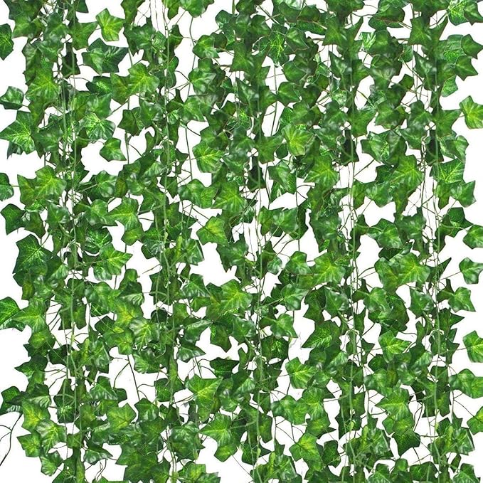 Comtelek 252 FT Artificial Ivy 36 Pack Ivy Vine Garland Ivy Leaves Greenery Garlands Clip Hanging Fake Leaf Plants Faux Green Flowers Decor Home Kitchen Garden Office Wedding Wall