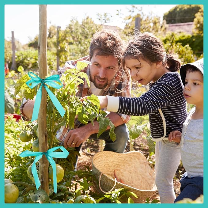 Prudiut 300FT Stretch Tie Tape Roll, 1'' Plant Tape Green Stretch Garden Tie, Thick Sturdy Tree Nursery Tapes Vinyl Stake Ribbon Support for Indoor Outdoor Patio Plant, Tree, Vegetables, Branches