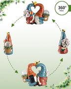 iStatue Solar-Powered 8.3'' Spring Summer Kissing Gnomes Decorations for Home & Garden - Decorative Outdoor Lawn Ornaments and Statues Clearance (Loved Gnomes)