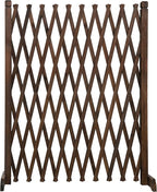 MyGift Expandable Garden Trellis, Solid Wood Freestanding Lattice Panels for Outside, Decorative Lattice Fence Trellis for Climbing Plants Outdoor, Brown