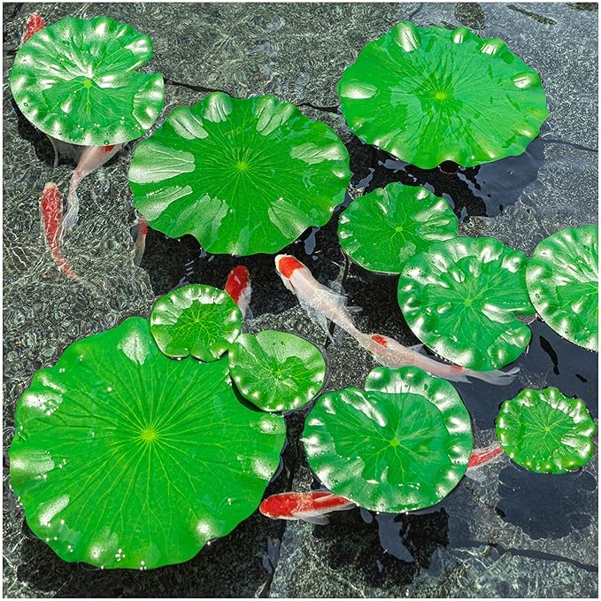 12Pcs Floating Lily Pads for Ponds, Fake Lily Pads, Artificial Lotus Leaves Decorative, 6in 7.8in 7in 4in Each 3pcs(Total 12pcs)