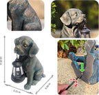 Solar Resin Dog Statue - Garden Art Figurine Dog for Yard Patio Lawn Balcony Decor, Home Houses Holiday Lighting, Outdoor Decoration, Unique Birthdays Ideal Gifts for Mom Grandma Women Wife Sister