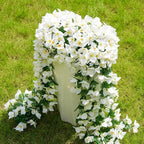 ATTGREAT Artificial Bougainvillea for Outdoors Faux Plants UV Resistant Flowers Fake Plastic Plants Realistic Silk Flowers for Porch Planter Garden Outside Hanging Decoration, 2Pcs (White)