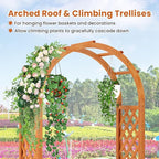 HAPPYGRILL Raised Garden Bed with Trellis, Wooden Elevated Planter Box w/Ached Roof & Detachable Bottom Panels, Liner, Drainage, Indoor Outdoor Wood Planter for Climbing Plants Vine Flower (1)