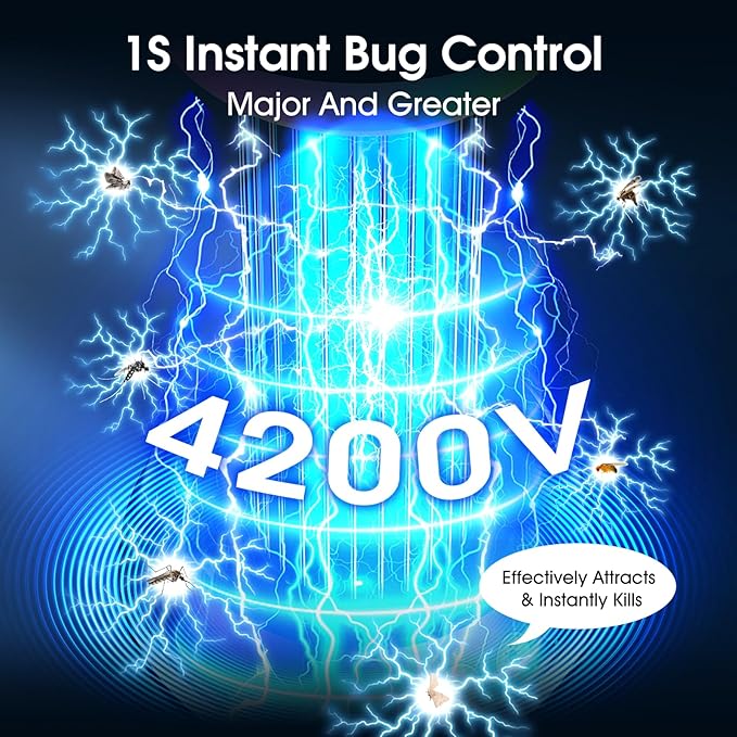 Solar Bug Zapper Outdoor, Powerful 4200V Electric Mosquito Zapper with Upgraded Mosquito Attraction Light, Auto On/Off, IPX6 Waterproof Insect Zapper for Patio, Garden & Camping