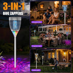 Rossetta Solar Bug Zapper Outdoor, Mosquito Zapper with Flame Lamp & Projector Light, 4200V Electric Fly Zapper Waterproof Rechargeable Mosquito Killer, Cordless Fly Trap for Patio, Backyard, Garden