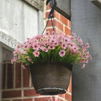 21 Bundles Artificial Outdoor UV Resistant Flowers No Fade Fake Outside Flowers Plastic Greenery Faux Shrubs Garden Porch Window Box Home Decoration(Pink)