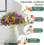 Alupssuc 48 Bundles Artificial Flowers for Outdoors Planters Spring Decoration, UV Resistant Faux Eucalyptus Violet and Lavender Silk Fake Plants for Outside Indoor Yard Home Patio Decor, Mix 3 Colors