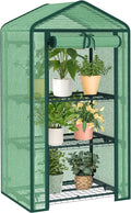 AlisisFores 3-Tier Greenhouse for Indoor and Outdoor Use, 4ft Tall Portable Mini Green House with Shelves, Zipper Door & PE Cover, for Seed Starting, Plants, Herbs, Balcony, Patio Gardening