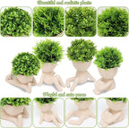 MAKHOT 4pcs Fake Succulents for Office Decorations, Artificial Succulents Plants for Work Desk, Faux Mini Plants Home Decor - Small Plant for Office Women Cubicle Decoration(Cream Color)