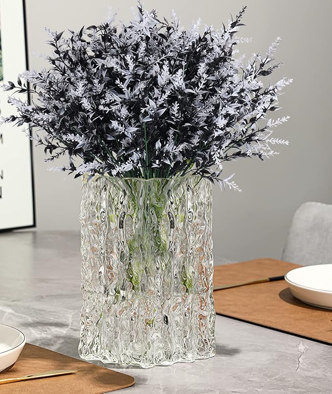 RECUTMS Artificial Plants Outdoor Artificial Spring Flowers UV Flowers Outdoor Artificial Greenery for Flower Arrangements Indoor Outside Hanging Plants Garden Porch Window Home Farmhouse Décor(B+W)