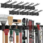 TIDYME Garage Wall Organizer | 96" Heavy-Duty Tool Storage Rack | Adjustable Double-Layer Hooks | 600 lbs Capacity | Carbon Steel Wall Mount Holder for Shovels, Rakes, Ladders & Power Tools