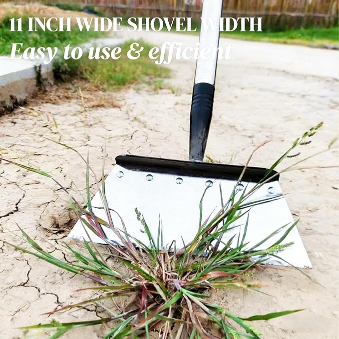 RISETEX Multifunctional Garden Flat Shovel，57" Heavy Duty Stainless Steel Cleaning Tool with Adjustable Handle for Weeding, Lawn Edging, Snow/Ice Removal & Digging, Durable Outdoor Spade & Scraper