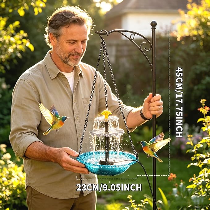 DDcafor Solar Water Fountain Pumps Hanging Bird Bath Fountain Solar Powered Cascading Bird Bath Water Fountain 3 Tier Bird Bath Solar Pump for Fountain