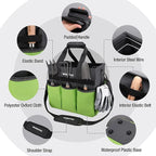 WORKPRO Garden Tool Bag Organizer, Heavy Duty Gardening Tote Bag with 10 Pockets and Long Adjustable Shoulder Strap, Standable Garden Home Tool Kits Organizer, Green (Tools are not Included)