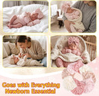 8 Sets Newborn Baby Girl Hats & Mittens, Cotton Preemie Hospital Bow Cap, No Scratch Gloves,Infant Beanies 0-3 Months