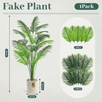 Der Rose 44'' Artificial Palm Tree Large Fake Tropical Faux Plants Indoor and Outdoor Tall for Home Bathroom Porch Outside Patio Decor (Light Beige Pot)