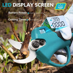 Electric Pruning Shears Cordless for Gardening - 1.2" Cutting Diameter Battery Powered Pruner with LCD Display & 2 Rechargeable Batteries, Brushless Power Pruner Heavy Duty for Tree Branch