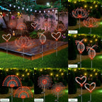 Slyuexu Solar Garden Lights Outdoor Waterproof, 2 Pack 120 LED Solar Firework Lights Decorative Garden Décor Outside for Flowerbed Pathway Party Christmas Decorations, Orange