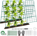 Cucumber Trellis for Raised Bed A Frame Metal Garden Trellis for Climbing Plants Outdoor, 42 x 32IN Foldable Coated Steel Cucumbers Trellis, Easy to Install Cucumber Trellis for Vegetable Fruit Flower