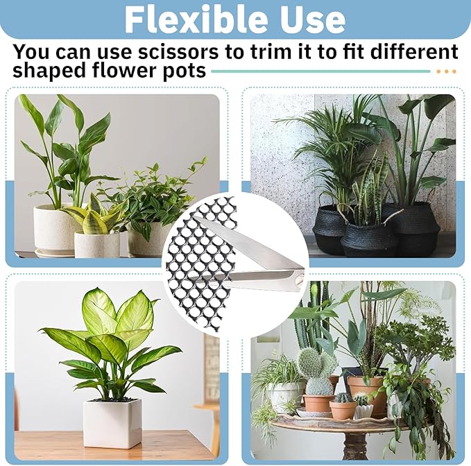 10 PCS Plant Pot Cover, 11.8 Inch Plant Soil Covering, Pot Grids for Indoor Plants, Cuttable Plant Pot Soil Covers with 30 Metal Nails