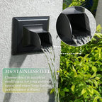 Square 316 Stainless Steel Water Fountain Spout, Outdoor Spillway Scupper with Integrated Spray Baffle, Unique Emitter Water Feature Decor for Patios, Pools, Courtyards, Water Walls(Black)