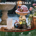 Solar Mushroom Statue Outdoor Decor,Gnome Reading Under Mushroom Figurine with LED Light, Fairy Garden Patio Lawn Yard Decor Mother's Day Housewarming Gifts for Women Mom Grandma
