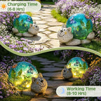 Afirst Solar Garden Statues Outdoor Figurines - Cat Lawn Ornament with Solar Lights Cracked Glass Outdoor Decor for Patio Yard Decorations