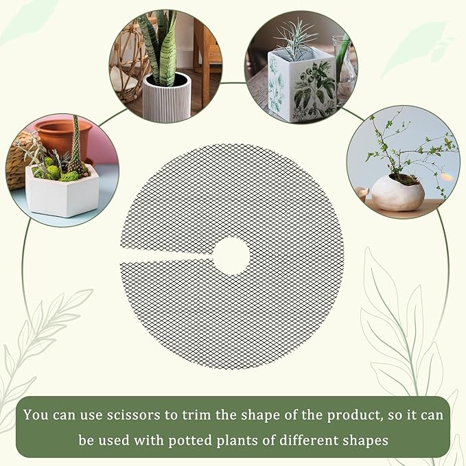 6 Pcs 11.8 Inch Plant Pot Grids，Cut-able Plant Pot Soil Protective Covers from Animals,Used to prevent animals or babies from digging up the soil in flowerpots.Suitable for Indoor and Outdoor Plants.