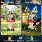 twinbling Solar Fairy Garden Decor Flower Fairies Mushroom Figurines with Snail Decor Gifts for Women Mom Miniature Fairy Figurine for Lawn Garden Patio Yard Decorations Outdoor Statue