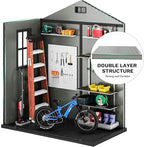 DWVO 6x4 FT Outdoor Storage Shed with Reinforced Floor, Resin Storage Shed with Lockable Door, Window and Vents, Waterproof Plastic Tool Storage for Garden Patio Backyard