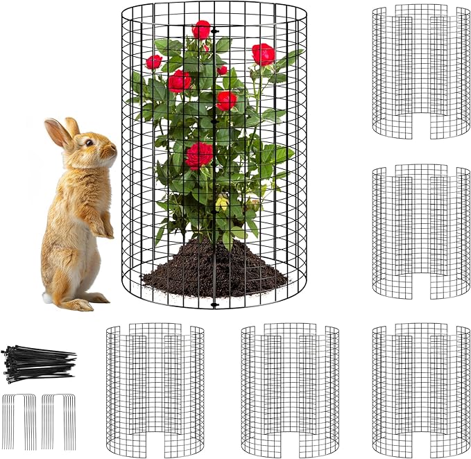 5 Pack Plant Protector from Animals, Wire Mesh Plant Cages for Garden – Sturdy Metal Plant Protectors to Keep Rabbits, Squirrels, and Animals Out – Ideal for Vegetables, Flowers, and Outdoor Plants