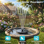 AMZtime 1.4W Solar Fountain with 4 Fixed Rods, 2026 Solar Fountain Pump with Upgraded Solar Panels, Solar Powered Floating Water Fountain Pump for Bird Bath, Garden, Ponds, Fish Tank and Outdoor