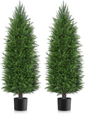 AOKIIE 3FT Artificial Topiary Cedar Plants Outdoor, Faux Pine Trees UV Resistant and Potted, 36 Inch Tall Fake Shrubs Evergreen for Front Porch Decor Set of 2