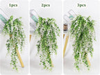 RECUTMS Fake Monkey Plants Hanging Eucalyptus Vines Fake Vines Faux Hanging Plants for Outdoor Garden Yard Backdrop Decor Indoor Room Table Wall Home Hanging Decoration(White)