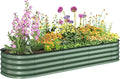 Outsunny 6.5' x 2' x 1' Galvanized Raised Garden Bed Kit, Outdoor Metal Elevated Planter Box with Safety Edging, Easy DIY Stock Tank for Growing Flowers, Herbs & Vegetables, Green