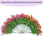 INXUGAO Artificial Fake Flowers Plants for Outdoor Spring Summer Decor, 12 Bundles Faux Silk Flowers for Outdoor Outside Planter Colorful Daisy UV Resistant Look Real for Front Door Porch Patio Yard