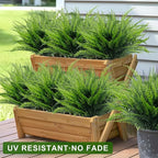 TURNMEON 20 Bundles Artificial Plants Outdoor Faux Boston Fern 17 Inch Long Length Summer Decor, Fake Plants UV Resistant No Fade Plastic Greenery Shrubs Flowers for Garden Porch Indoor Cemetery Decor