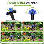 HIRALIY 40ft Push-to-Connect Drip Irrigation Kit, Adjustable Plant Watering System, for Garden Raised Bed Saving Water Automatic Irrigation Equipment with Drip Emitters, Tubing, Connectors