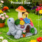 Solar Garden Turtle Statue Outdoor with 8 LED Lights, Shatter-Resistant Resin Tortoise Ornament for Yard Patio Lawn Balcony, Birthday Mother' s Day Gifts for Women Mom Grandma