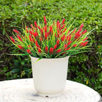 20 Bundles Artificial Plants Outdoor, UV Resistant Fake Flowers， Realistic Faux Lavender Shrubs for Porch Garden Window Box Home Decoration (Red)