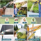 NON-EXPANDABLE Garden Hose 150 ft, Ultra Lightweight Flexible Water Hose with 10-Pattern Nozzle & Shut-Off Valve, Holder, Leakproof & Kink-Resistant Reinforced Fittings for Yard Outdoor
