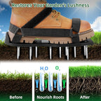 Ohuhu Lawn Aerator Shoes with Stainless Steel Shovel, Free-Installation Aerating Shoe with Hook&Loop Straps, Heavy Duty One-Size-Fits-All Spiked Aerating Sandals for Garden Grass