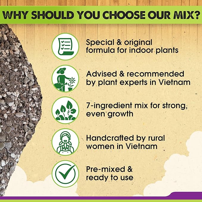 DUSPRO Recycle 4QRT Pre-Mixed House Plant Potting Mix 7in1 with Potting Soil Indoor Plants, Tropical Indoor Potting Soil with Pine Bark, Pumice, Coco Coir, Perlite, Worm Castings, Gypsum, Peat Moss