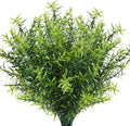 CEWOR 12 Bundles Artificial Plants Greenery Outdoor UV Resistant Faux Grass Shrubs Fake Rosemary for Wedding Decoration Farmhouse Garden Porch Window Patio Planter Indoor